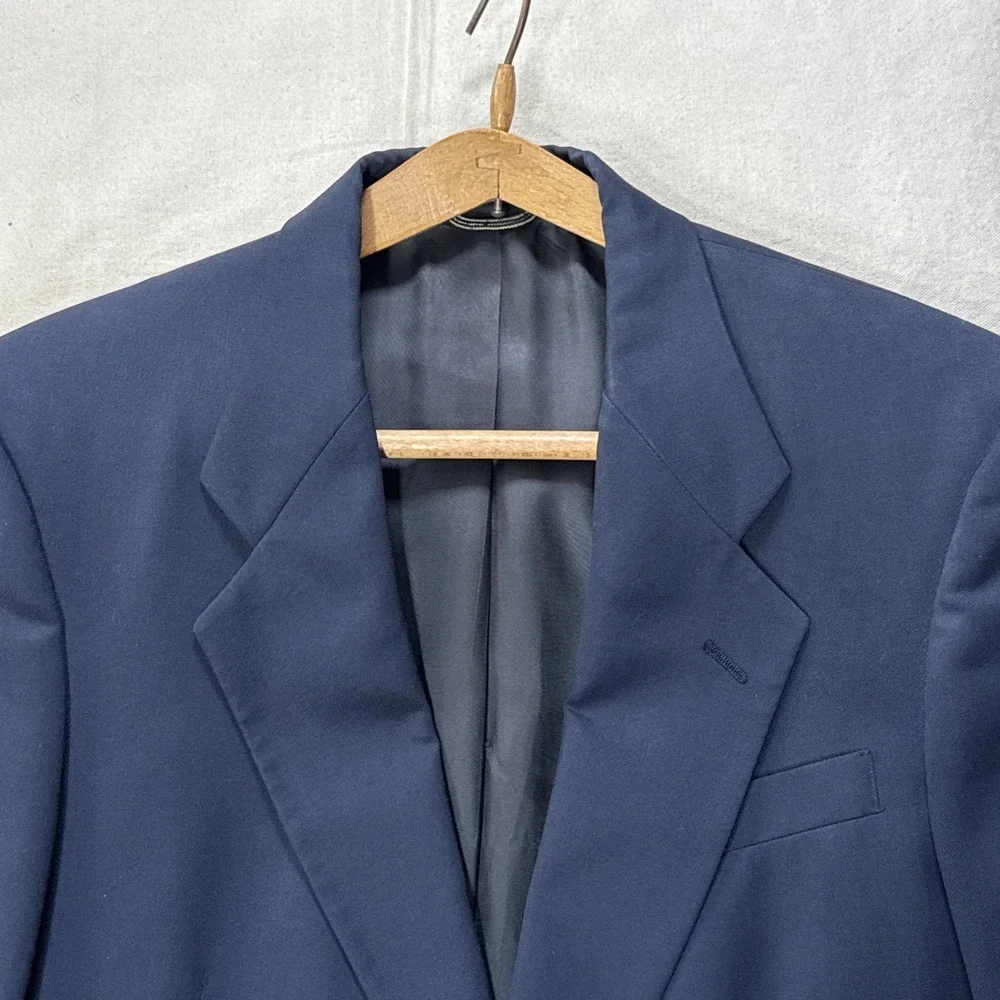 Vtg USA Made Christian Dior 42 Navy Blue Gold Button Blazer Jacket Sport Coat